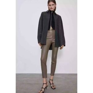 ✨ZARA Faux Leather Legging in Light Brown Sz Large✨